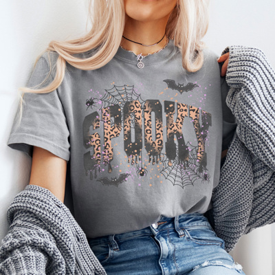 Gray Spooky Halloween graphic tee